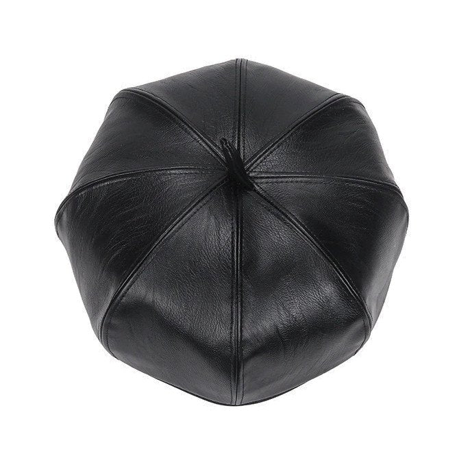 baskenmütze damen leder schwarz