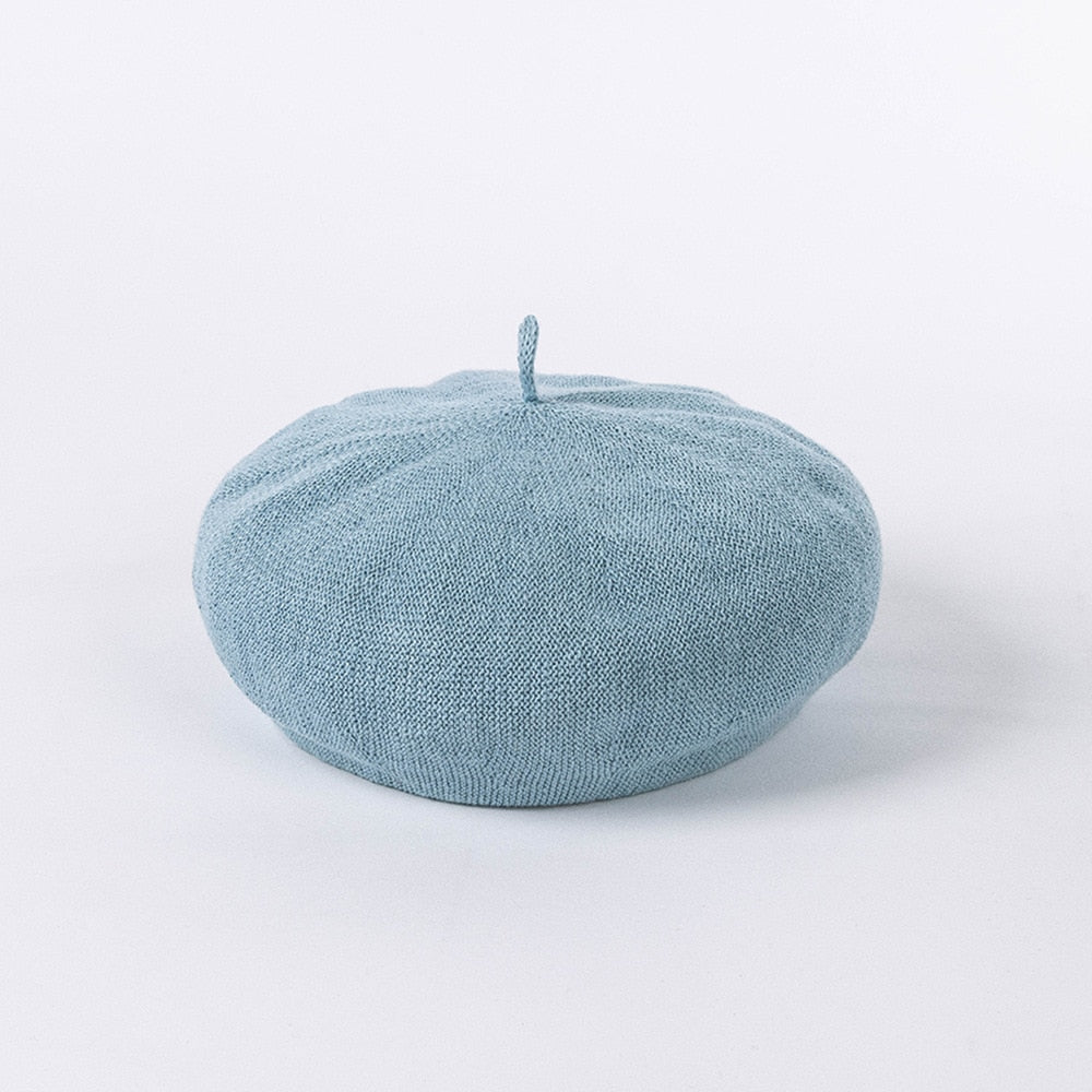 Baskenmütze Damen Sommer Blau