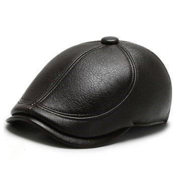 baskenmütze lederimitat schwarz